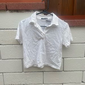 White polo crop top